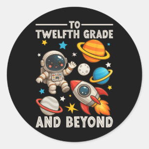 Voor senior en verder astronaut grappig terug naar ronde sticker
