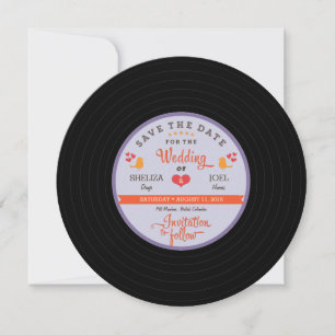 Voor Sheliza: Retro Vinyl Record Sinaasappel Sky B Save The Date