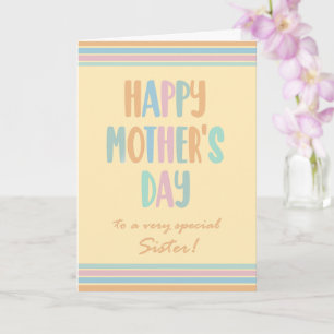 Voor Sister Moederdag Stripes en Typografie Kaart