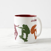 Voor skateboarders Skateboarden Graphics Collage Tweekleurige Koffiemok (Voorkant rechts)