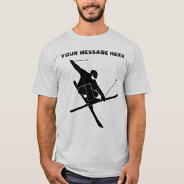 Voor Skiers Ski Trick Black Silhouette Graphic T-shirt