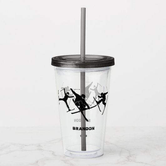 Voor Skiers Ski Tricks grafische kaarten op maat Acryl Drinkbeker (Voorkant)