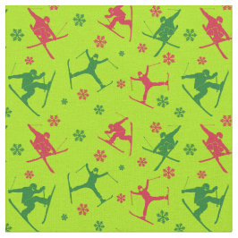 Voor Skiers Ski Tricks Pattern Lime Green Kerstmis Stof