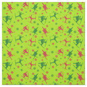 Voor Skiers Ski Tricks Pattern Lime Green Kerstmis Stof (Swatch)