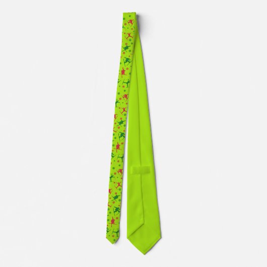 Voor Skiers Ski Tricks Pattern Lime Green Kerstmis Stropdas (Achterkant)