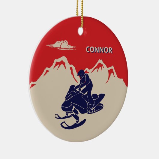 Voor Snowmobilers Snowmobile Graphic Personalized Keramisch Ornament (Rechts)