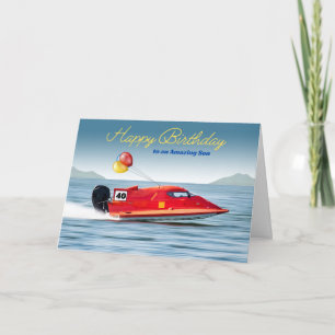 Voor Son 40th Verjaardag met High Performance Boat Kaart