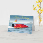 Voor Son 56e verjaardag met High Performance Boat Kaart (Gele Bloem)