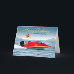 Voor Son 56e verjaardag met High Performance Boat Kaart<br><div class="desc">56ste verjaardag wenskaart voor een zoon,  met een foto van een high performance raceboot. Een meer,  bergen en verjaardagsballonnen met het nummer 56 geschreven aan de zijkant van de boot. Auteursrechten op kunst,  afbeelding en verzen © Shoaff Ballanger Studios,  2025.</div>