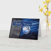 voor Son Classic  Auto in Blue Birthday Kaart (Gele Bloem)