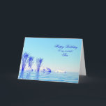 Voor Son, een vredige water verjaardagskaart Kaart<br><div class="desc">Een kalme waterscène met blauw water en planten.</div>