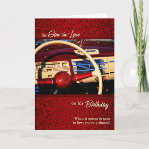 voor Son-in-law Red Car Guy Theme Birthday Kaart