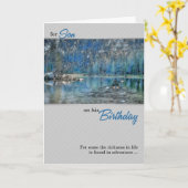 voor Son Kayak Rowing op het meer van Birthday Kaart (Gele Bloem)