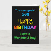 Voor Son Rainbow Kleuren op Zwarte Verjaardag Kaar Kaart (Gele Bloem)