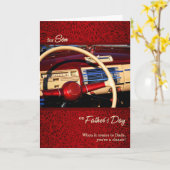 voor Son Red Classic Car Vaderdag Kaart (Gele Bloem)