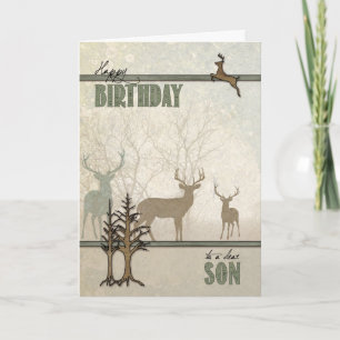 voor Son Woodland Forest Theme Birthday Kaart