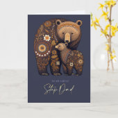 Voor Stap Papa op Vaderdag Leuke Beren Folk Art Kaart (Gele Bloem)