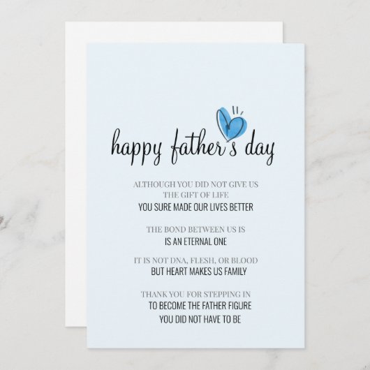 Voor stapvader eenvoudige blauwe vaderdag kaart (Voorkant / Achterkant)