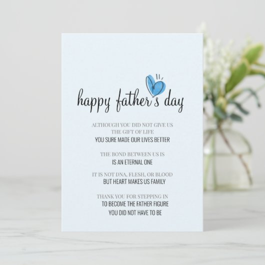 Voor stapvader eenvoudige blauwe vaderdag kaart (Staand voorkant)