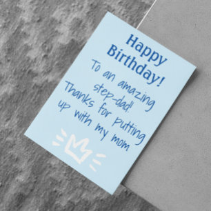 Voor Step-Dad Grappig Happy Birthday Feestdagen Kaart