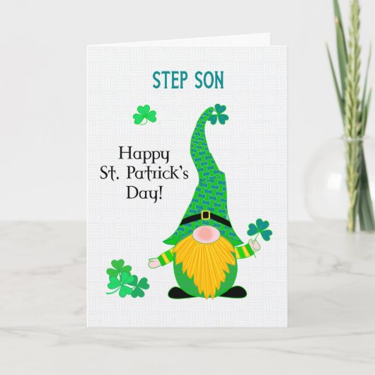 Voor Stepson St Patrick's Fun Leprechaun Kaart (Voorkant)