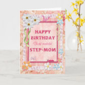 Voor stiefmoeder, ambachtelijke verjaardagskaart kaart (Gele Bloem)