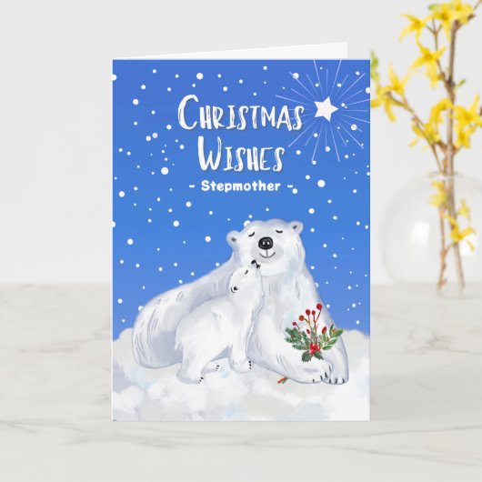 Voor stiefmoeder kerstwensen met Polar Beren Kaart (Gele Bloem)