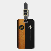 Voor stijlvolle reizigers... zwart met monogram bagagelabel (Voorkant verticaal)