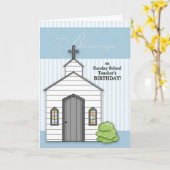 voor Sunday School Teacher's Birthday Chapel Blue Kaart (Gele Bloem)