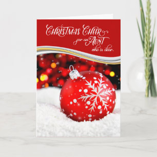 voor tante Kerstmis Cheer Red Snowflake Ornament Feestdagen Kaart