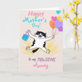 Voor tante Moederdag Cute Kitty Persoonlijk Kaart (Gele Bloem)