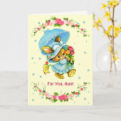 Voor tante op Moederdag.  Bunny Kaart (Gele Bloem)