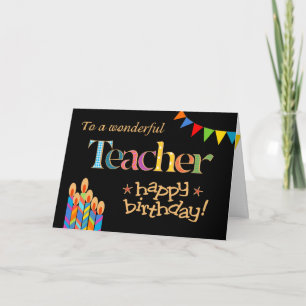 Voor Teacher Chic Candles, Bunting Birthday Kaart