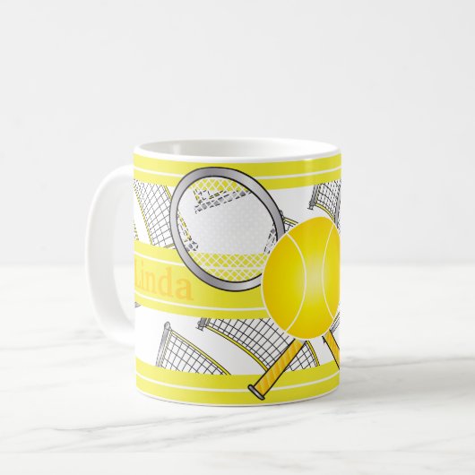 Voor tennisspelers - geel koffiemok (Voorkant links)