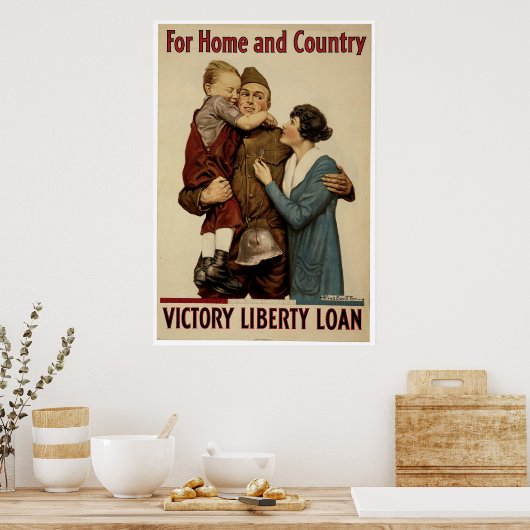 Voor thuisland en land poster (Keuken)