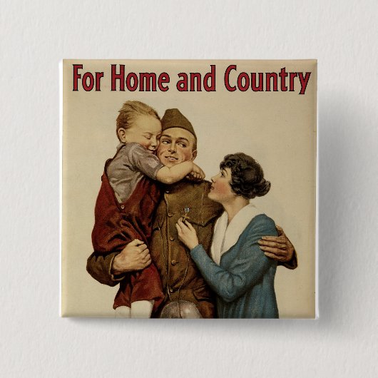 Voor thuisland en land vierkante button 5,1 cm (Voorkant)