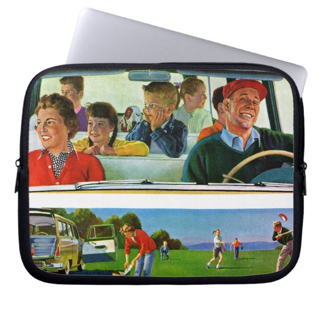 Voor, tijdens en na picknick laptop sleeve (Voorkant)