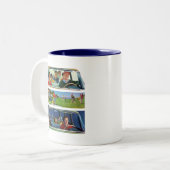 Voor, tijdens en na picknick tweekleurige koffiemok (Voorkant links)