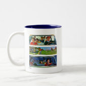 Voor, tijdens en na picknick tweekleurige koffiemok (Links)