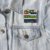 Voor, tijdens en na picknick vierkante button 5,1 cm (In situ)