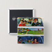 Voor, tijdens en na picknick vierkante button 5,1 cm (Voorkant /achterkant)