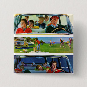 Voor, tijdens en na picknick vierkante button 5,1 cm