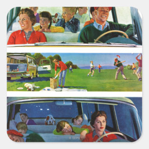 Voor, tijdens en na picknick vierkante sticker