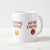 Voor Tijdens Na Koffie Stemming Vector Kunst Grote Koffiekop (Voorkant rechts)