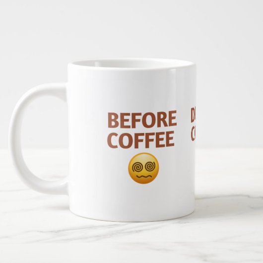 Voor Tijdens Na Koffie Stemming Vector Kunst Grote Koffiekop (Links)