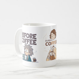 Voor Tijdens Na Koffie Stemming Vector Kunst Koffiemok