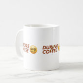Voor Tijdens Na Koffie Stemming Vector Kunst Koffiemok (Voorkant links)