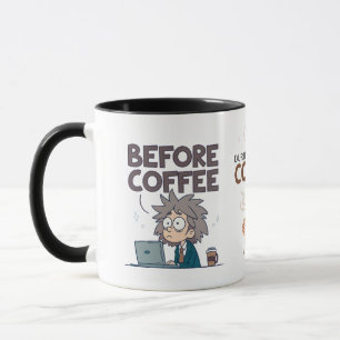 Voor Tijdens Na Koffie Stemming Vector Kunst Mok