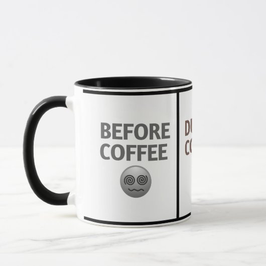 Voor Tijdens Na Koffie Stemming Vector Kunst Mok (Links)