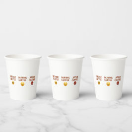 Voor Tijdens Na Koffie Stemming Vector Kunst Papieren Bekers